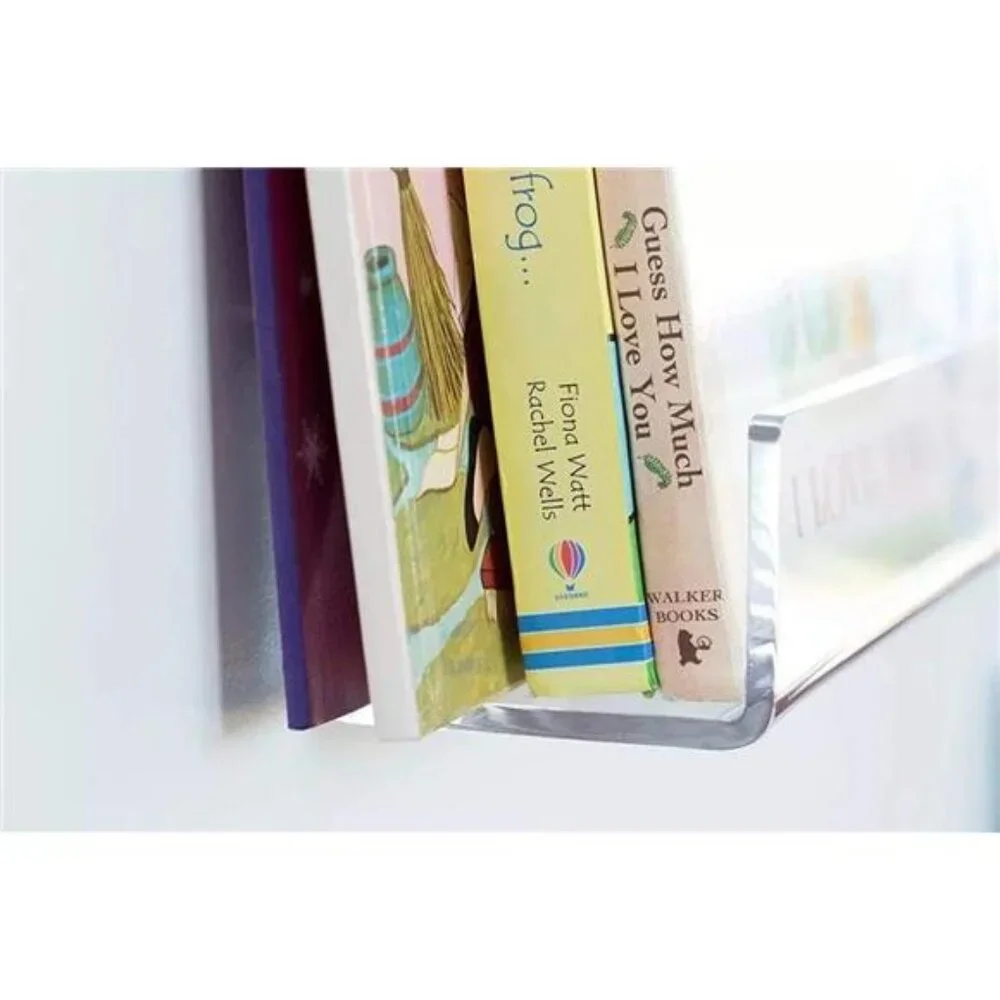 15 inch Acrylic Invisible Floating Bookshelf for Kids Room, Modern Picture Ledge